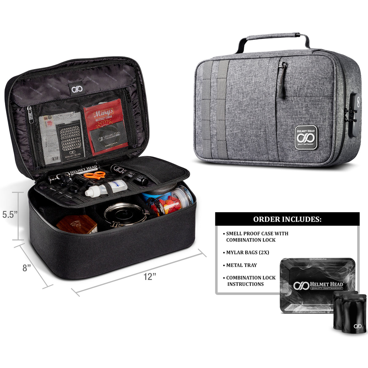 Helmet Head XL Smell Proof Case KJ33 - Gray