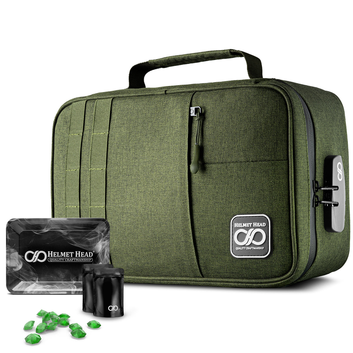 Helmet Head XL Smell Proof Case KJ33 - Green | Large Smell Proof St