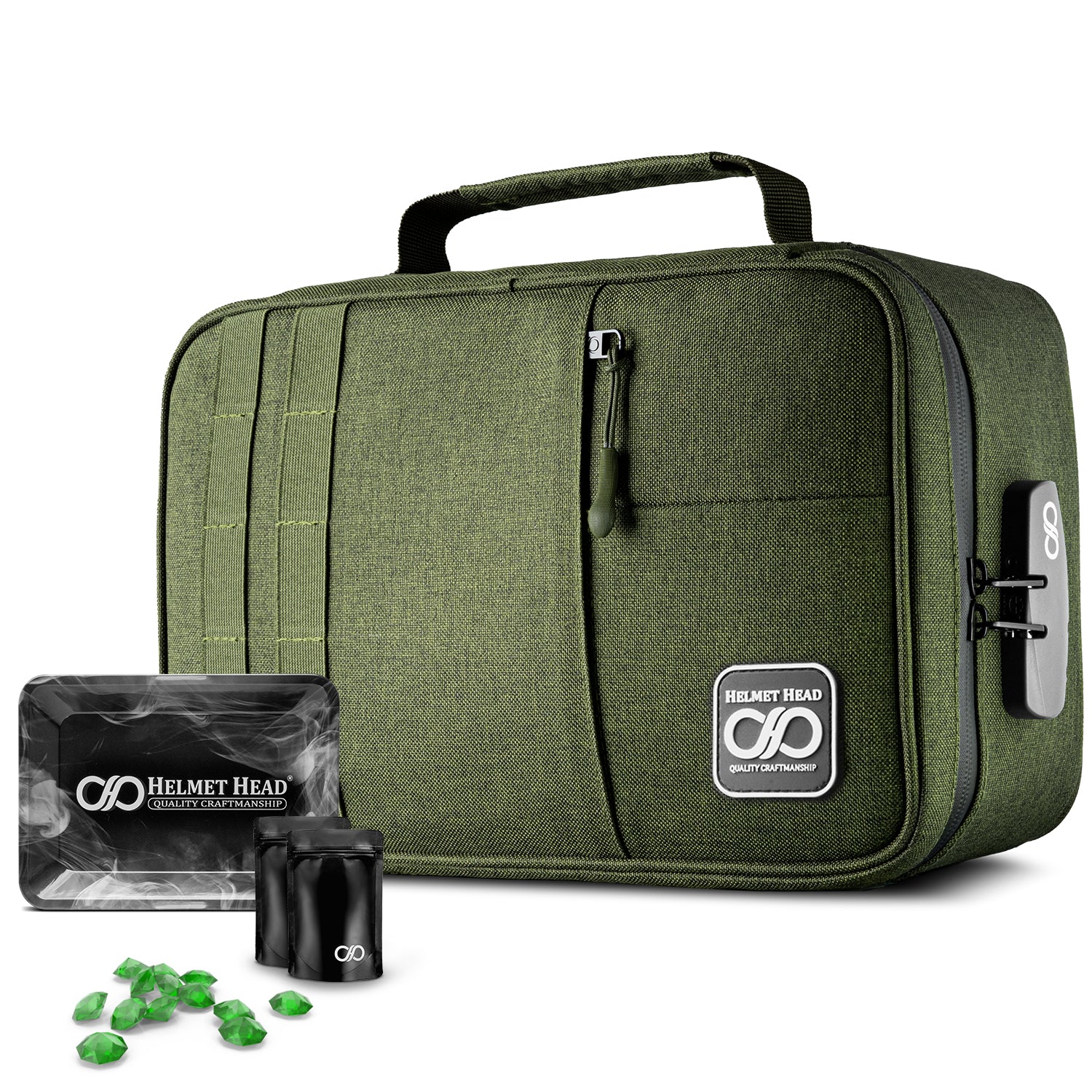 Helmet Head XL Smell Proof Case KJ33 - Green | Large Smell Proof St