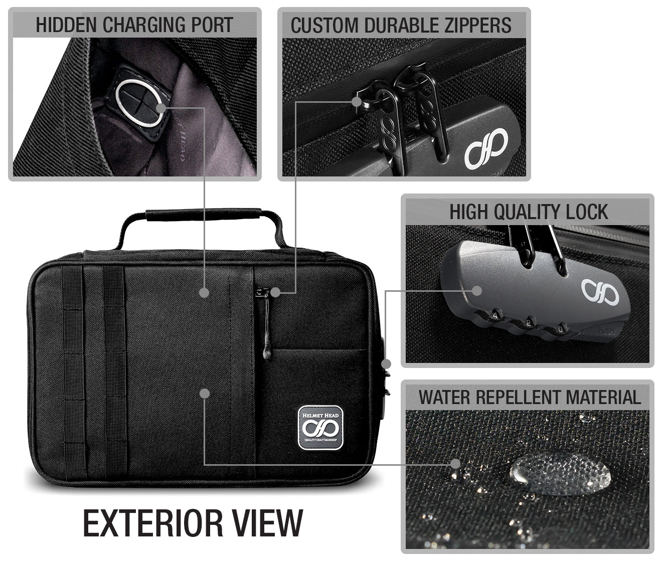 Helmet Head XL Smell Proof Case KJ33 - Black | Large Smell Proof Bag