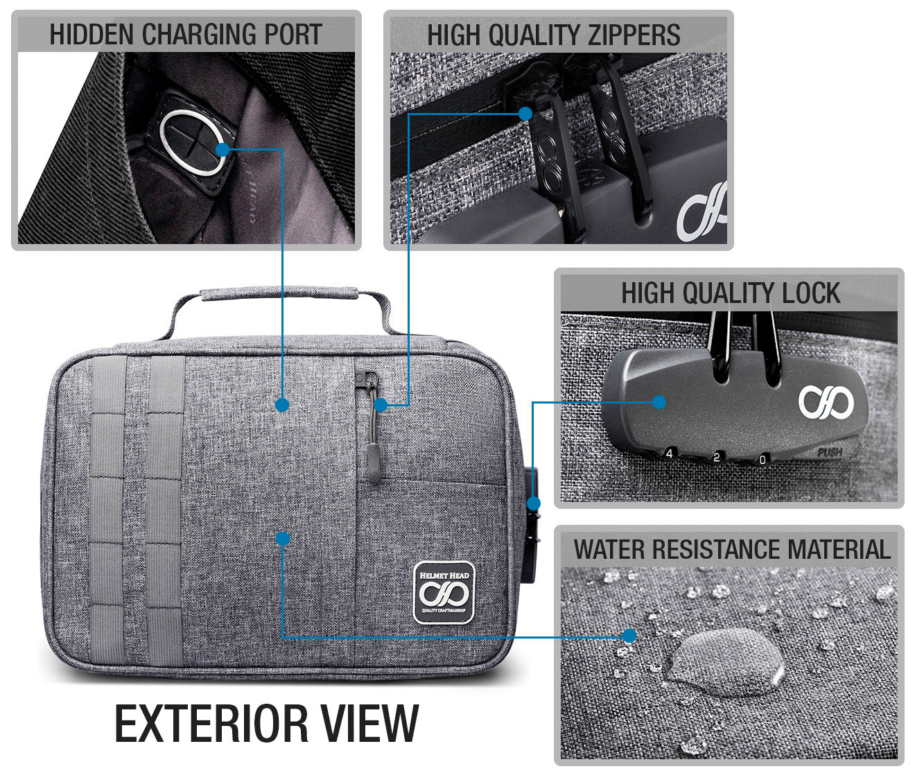 Helmet Head XL Smell Proof Case KJ33 - Gray